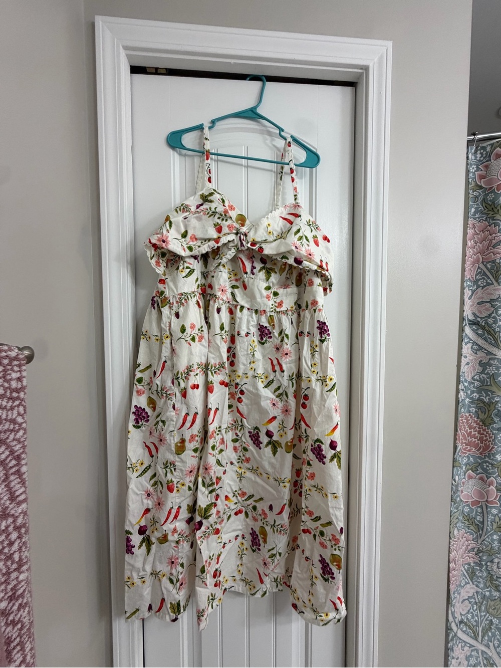 Old Navy White Floral & Chili Print Sundress with Ruffle